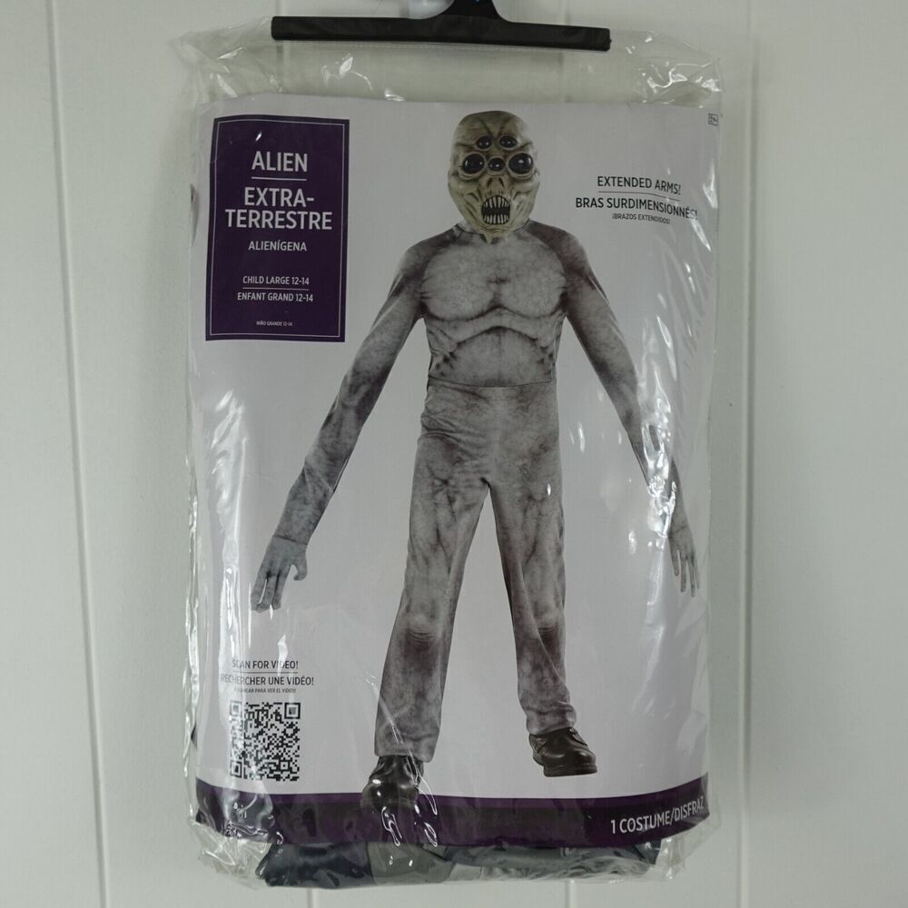 Alien Gray Five Eyes Boys Costume Size Large 12-14